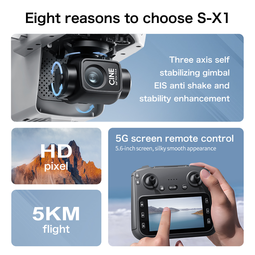 S-X1 GPS Foldable RC Quadcopte - Drone Camera With Gimbal ulasan dan harga